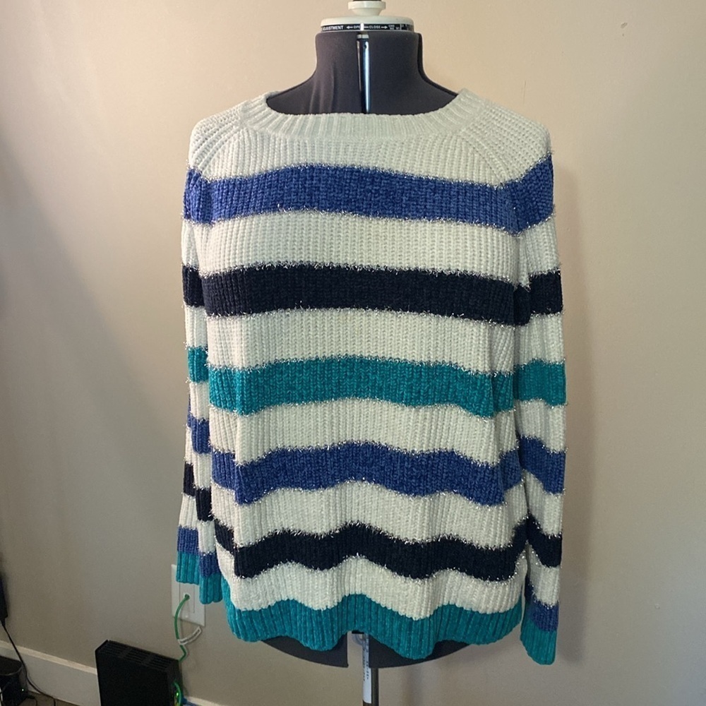 George Long Sleeve Women’s Sweater Metallic Embellishment Soft Comfortable (XXL)